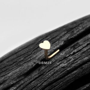 14 Karat Gold Flat Heart Top L-Shaped Nose Ring